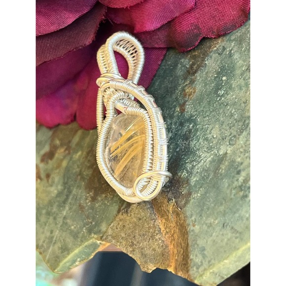 Gold Rutile Quartz Wrapped In 925 Sterling Silver - Picture 5 of 10